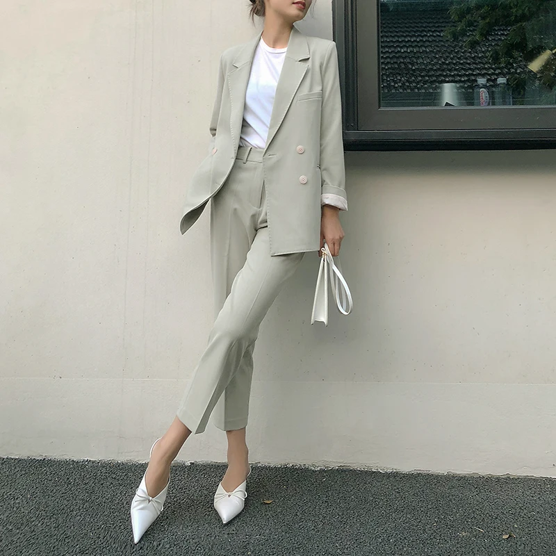 

Suit two-piece 2019 autumn new women's Korean version of the loose retro small suit jacket temperament casual pants suit