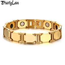TrustyLan никогда не выцветает Золотой нержавеющей стали Мужской Магнитный браслет классический здоровый мужской s браслеты дружбы ювелирные изделия Прямая поставка