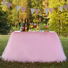 Тюлевая юбка для стола вечерние скатерти для свадебной вечеринки, Дня Святого Валентина, посуда для душа для малышей, вечерние Гавайские Декорации для девочек