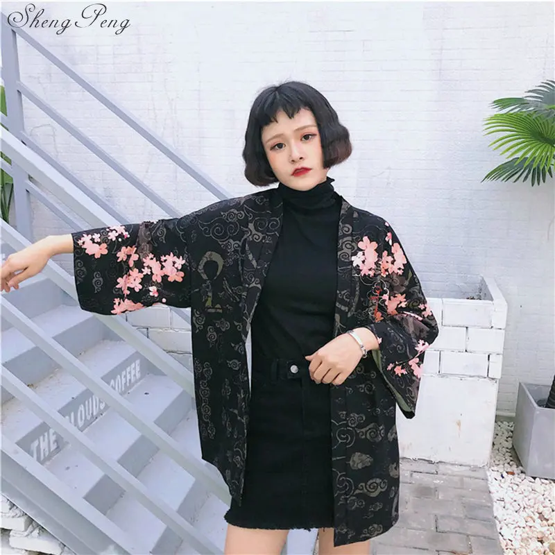 summer Harajuku Women Blouses Summer Vintage Kimono Kawaii Cardigan Sun Protection Shirts Cover Up Sunscreen Blouse Q144