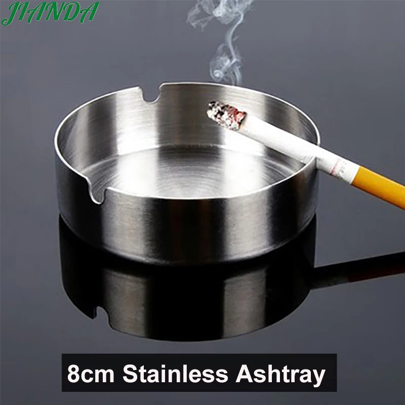 Stainless Steel Ashtray Silver Durable metal Cigarette Ashtray Stainless Steel Round Shape