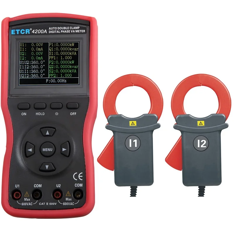 

ETCR4200A two double clamp voltage / current / phase voltammetry table table Intelligent double clamp digital phase voltammeter