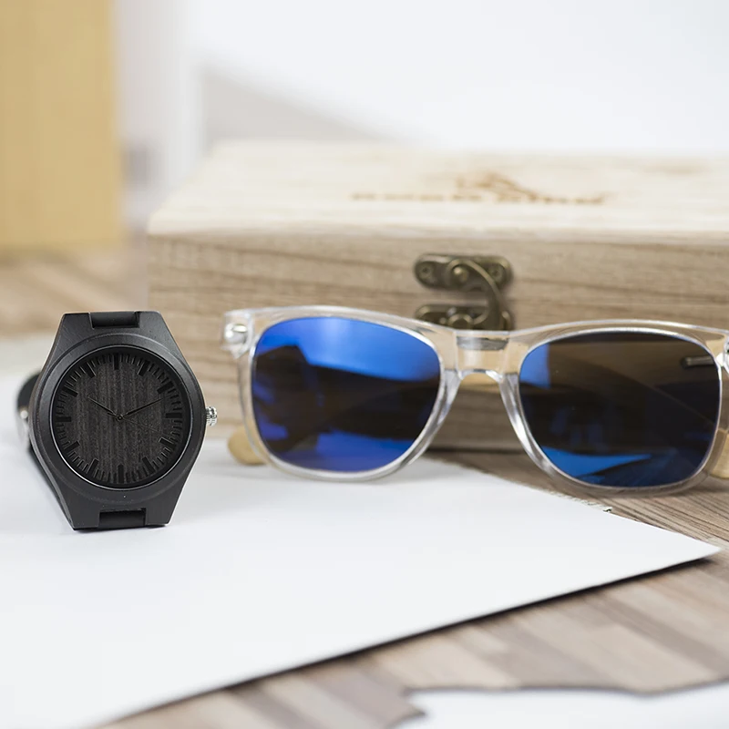BOBO BIRD Wood Timepieces Sunglasses Personality Gifts Men Watch Custom logo Luxury Present relogio masculino