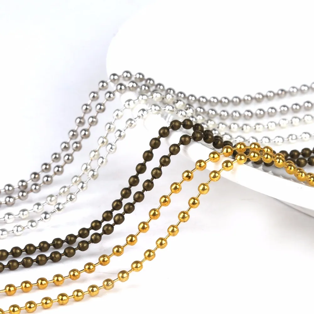 

Length 60CM 2.4mm Gold/Black/Bronze/Rhodium Color Metal Ball Bead Chains Bulk for Diy Bracelet Necklace Jewelry Findings Making