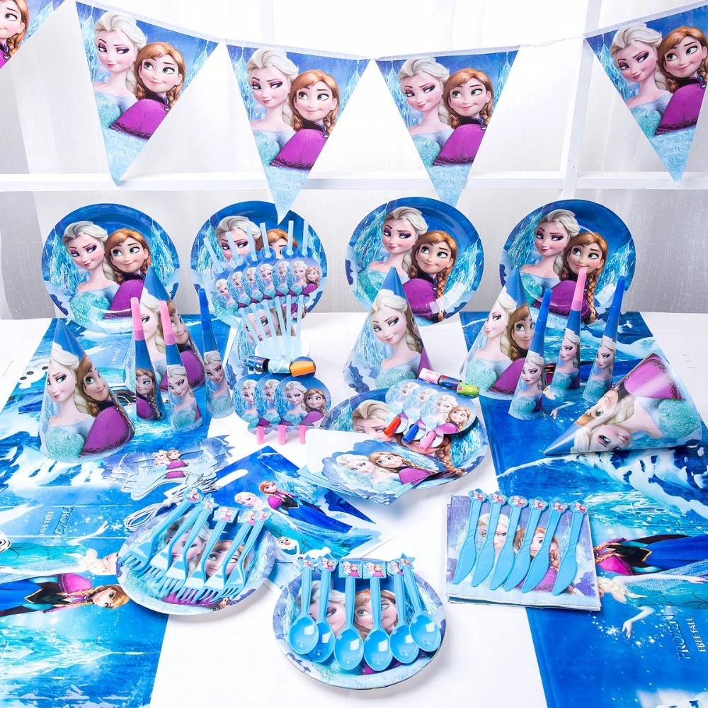 Ensemble De Vaisselle Jetable De Luxe 90 Pieces Congelation Elsa Anna Reine Des Neiges Bebe Fille Decoration De Fete D Anniversaire Pour Enfants Service De Table Jetable Aliexpress