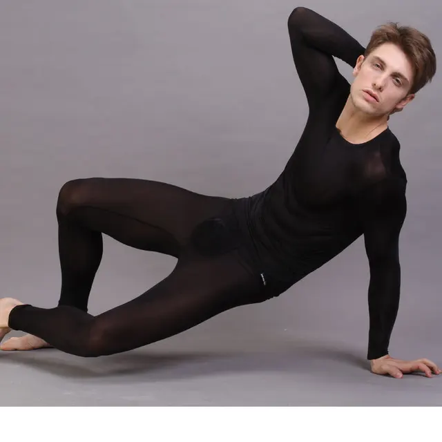 men thin silky underwear spring and autumn transparent sexy tight