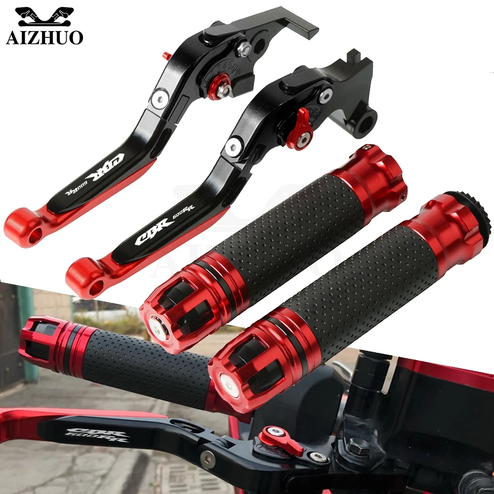 Motorcycle Brake Clutch Lever Extendable+Handle Grips Handlebar For