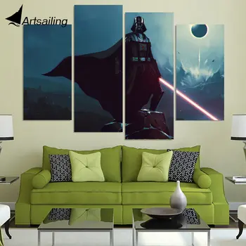 

4 piece canvas art HD printed movie poster darth vader canvas painting wall picture for living room free shipping up-1494A