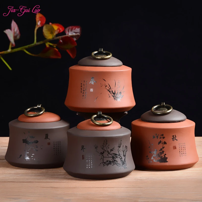 Jia gui luo Chinese Zisha ceramic tea box moisture proof waterproof is