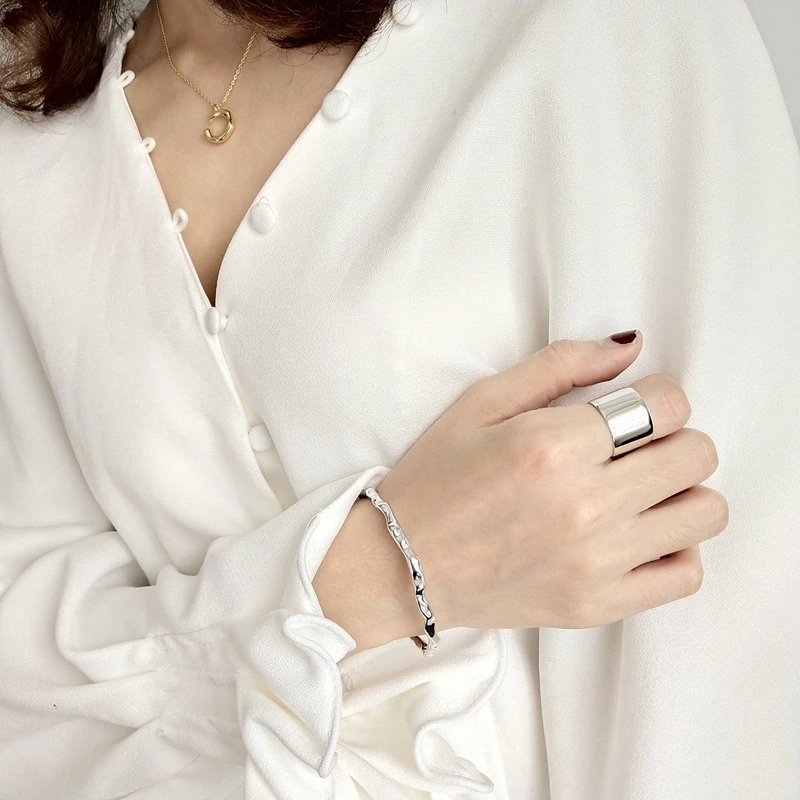 Louleur 925 prata esterlina irregular simples prata