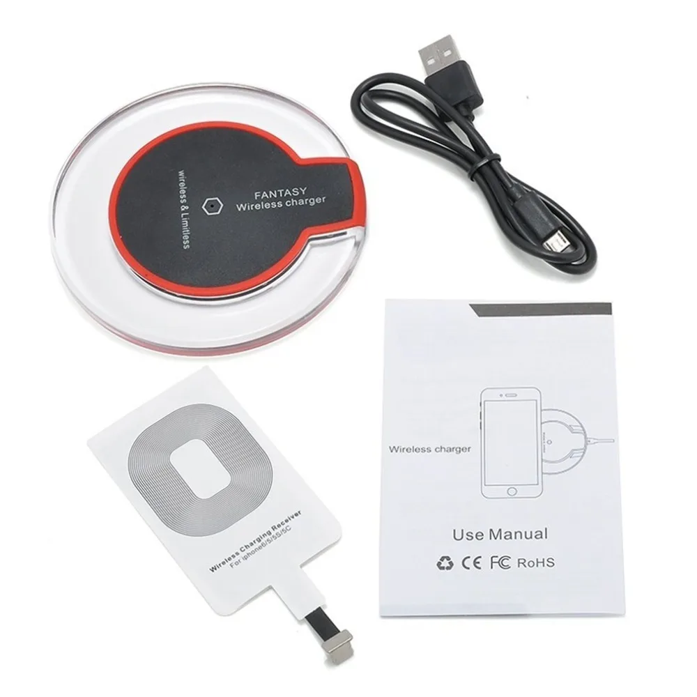 

Fashion Qi Wireless Charger K9 Round Crystal Charging Pad Universal Smartphone Charger With Receiver for iPhone