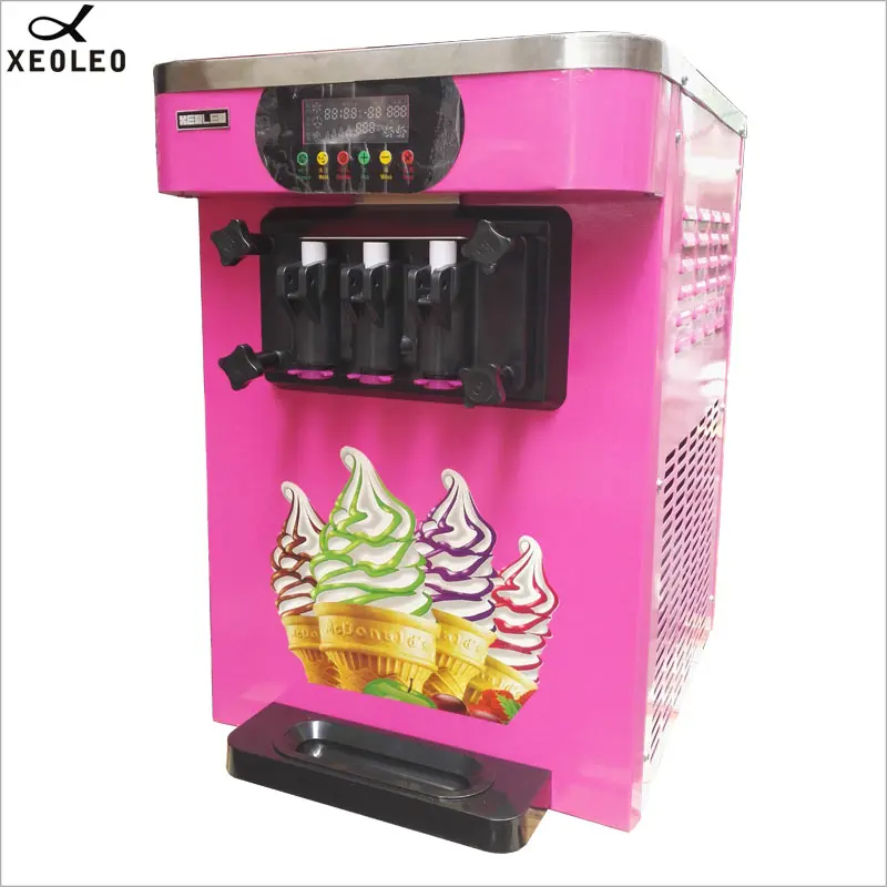 XEOLEO Soft Ice cream machine 3 Flavors Ice cream maker 1700W 18-22L/H CE Approved 110V/220V Commercial Yogurt machine Air-cool