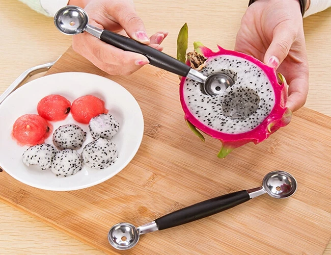 100pcs/lot Free Shipping New Stainless Steel Double end Melon scoops