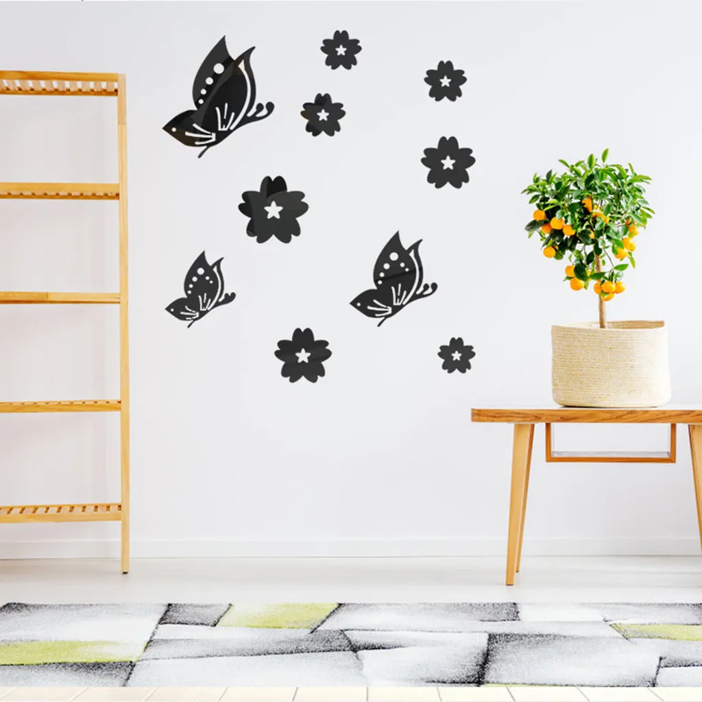 

2019 New 3D Butterfly stickers Combination Mirror Effect Wall Sticker Decal Home Decor room decoration bedroom decor stickers