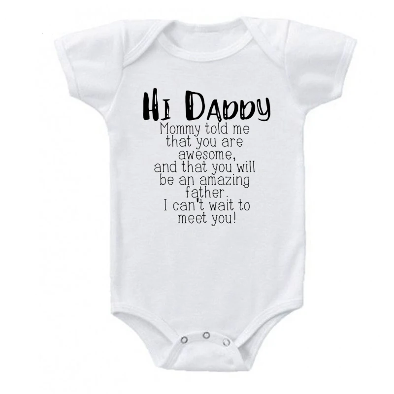 Shirerty Hi Daddy Летнее Детское Боди милый хлопок новорожденная девочка короткий рукав комбинезоны sunsuit одежда - Цвет: White