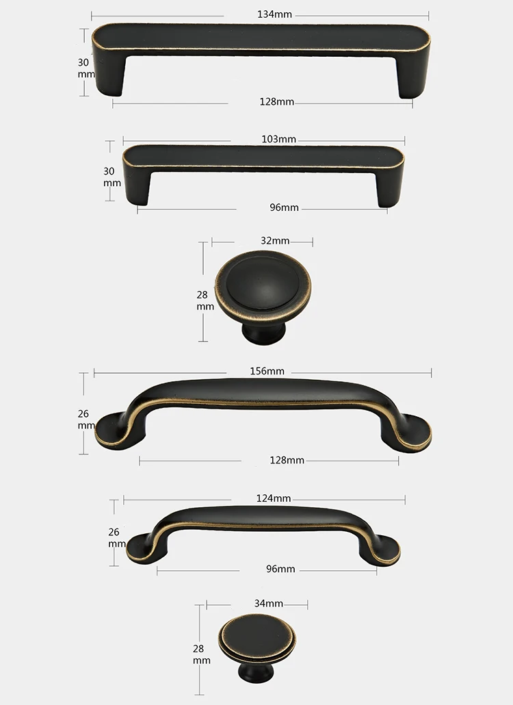 Американский стиль латунные ручки и ручки для ящика шкафа кухонный шкаф ручки черные мебельные ручки фурнитура Аксессуары