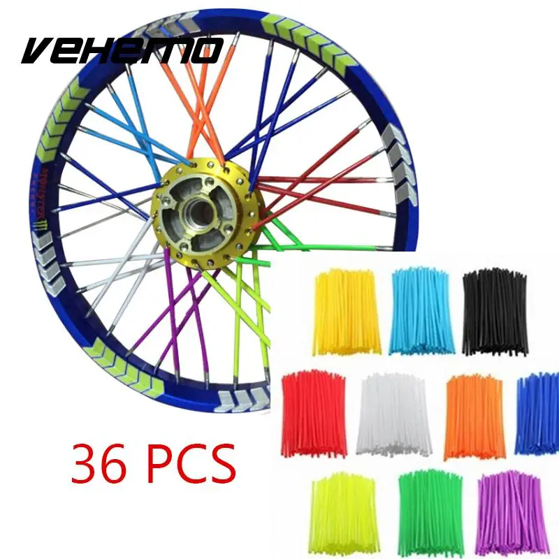36Pcs/sets Colorful Florescent Motorcycle Wheel Rim Cover Spoke Skins