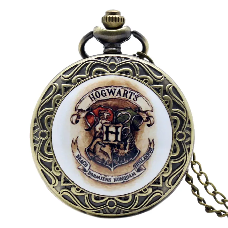 

Bronze Harry Poter Theme Series Vintage Round Carving Quartz Pocket Watch Men Women Steampunk Watches Gift Relogio De Bolso