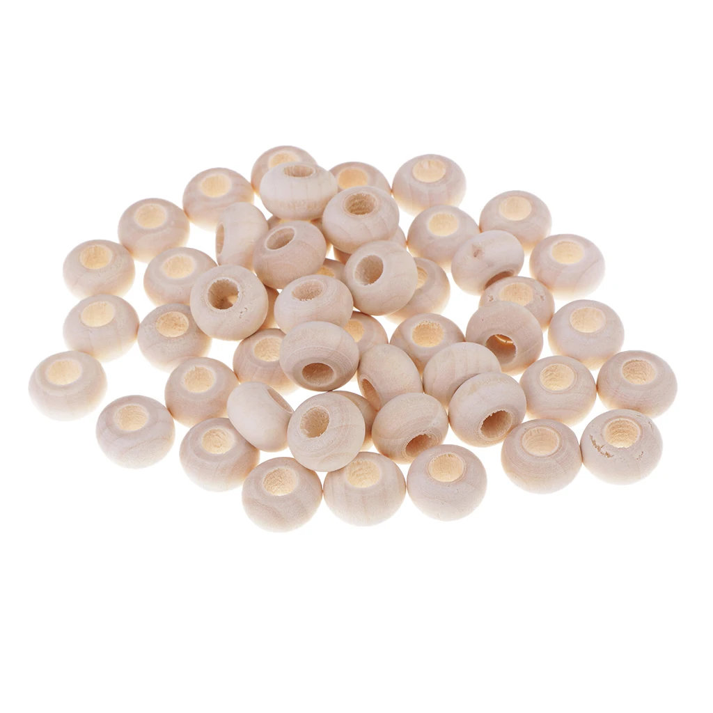 Wholesale 100 Pieces Natural Abacus Wood Spacer Beads 14x8mm Large Hole Wooden Beads for DIY Jewelry Making Toys Crafts