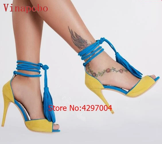 high-quility-gladiator-ankle-strap-tassels-fish-mouth-toe-high-heel-sandals-peep-toe-patchwork-lace