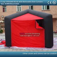 Free shipping 4mWx4mLx3.6mH 4 legs inflatable kiosk inflatable bar booth with removable door curtains enclosure exhibition tent 2