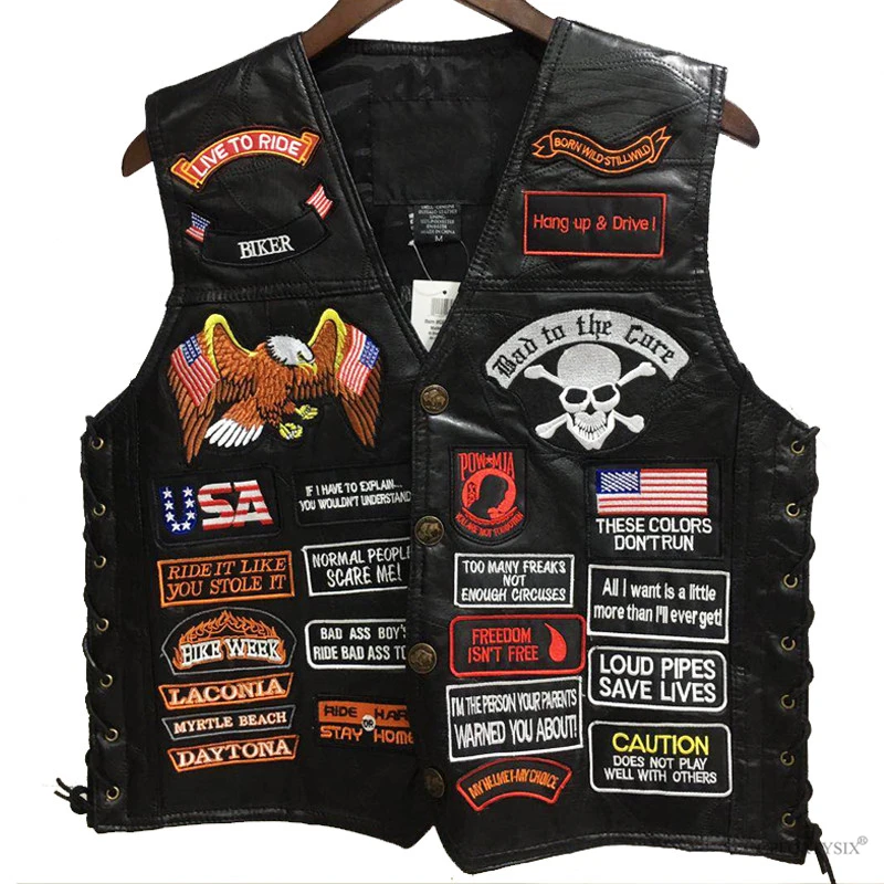 Mens Leather Vests Motorcycle Leather Motorcycle Rider Vest