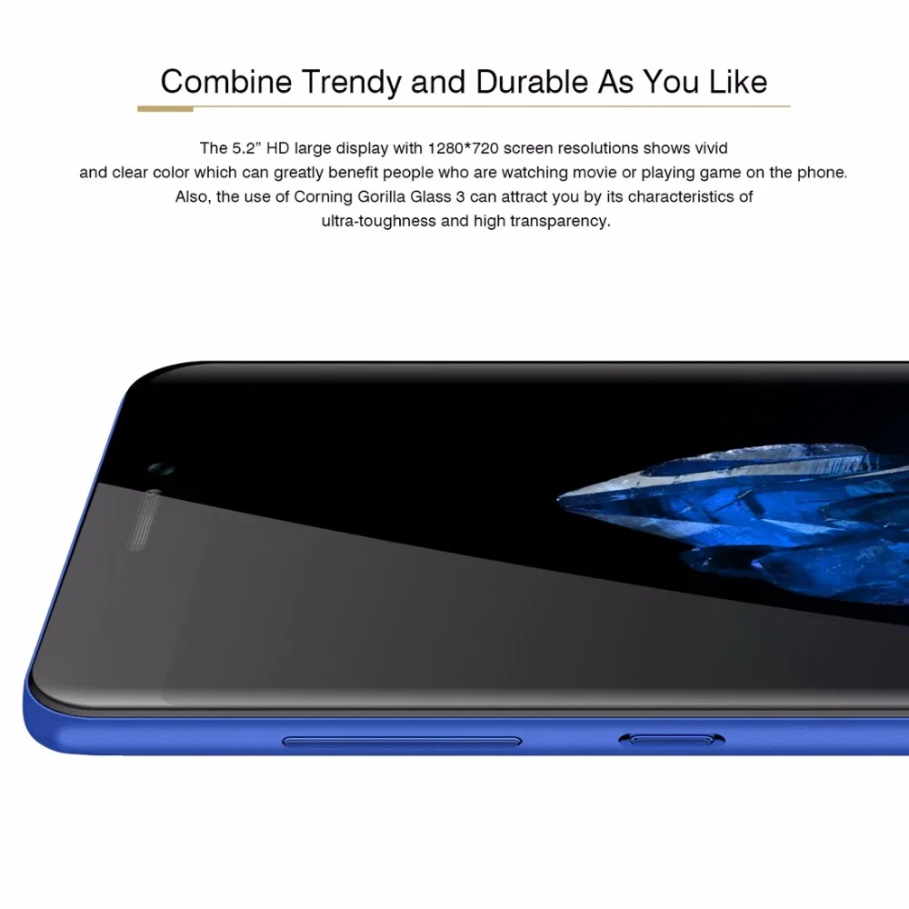 BLUBOO D2 5.2'' 3G Smartphone MTK6580A Quad Core 1.3GHz Android 6.0 1G RAM 8G ROM Dual Rear Camera 3300mAh Mobile Phone WCDMA