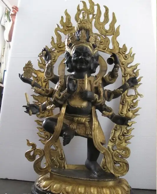 Огромный Тибет Бронзовый Дракон Шакьямуни Ваджра Кродхи Mahabala Ucchusma статуя Будды |