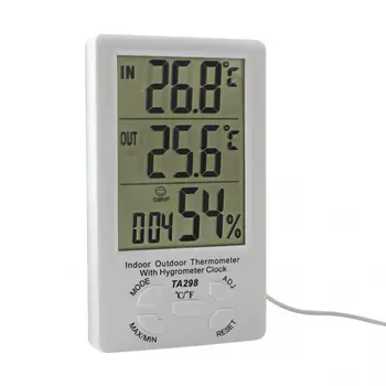 

LCD External Digital Thermometer Hygro Temperature Humidity Meter Sensor Cable White