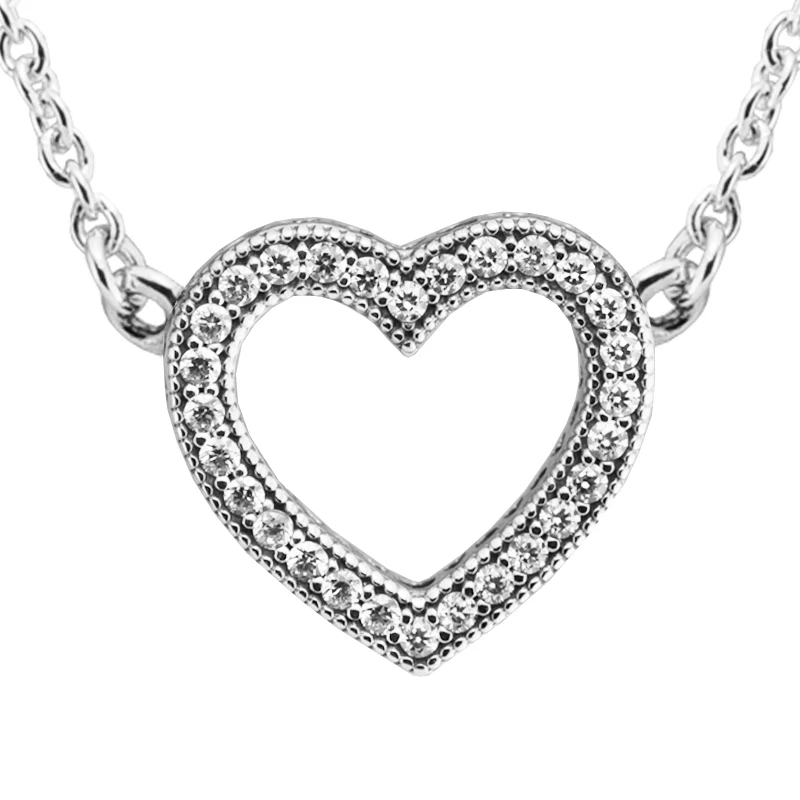 Любящие сердца кулон цепочки и ожерелья 925 пробы 100% серебро ювелирные украшения Бесплатная доставка