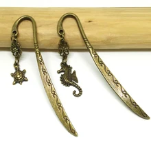 2 шт. креативные ретро милые животные дизайн гиппокамп черепаха металлическая Закладка для книг студентов Винтаж Мини Bookarks 826