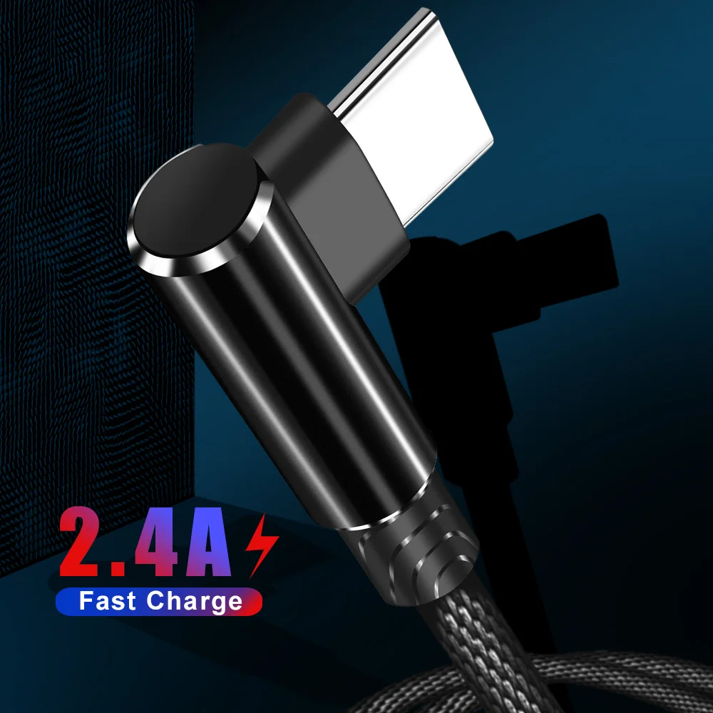 Олаф 2.4A usb type C кабель 3 м 2 м 90 градусов быстрая зарядка usb c кабель для Xiaomi mi9 samsung s9 s8 oneplus 6 type-c USB-C устройств