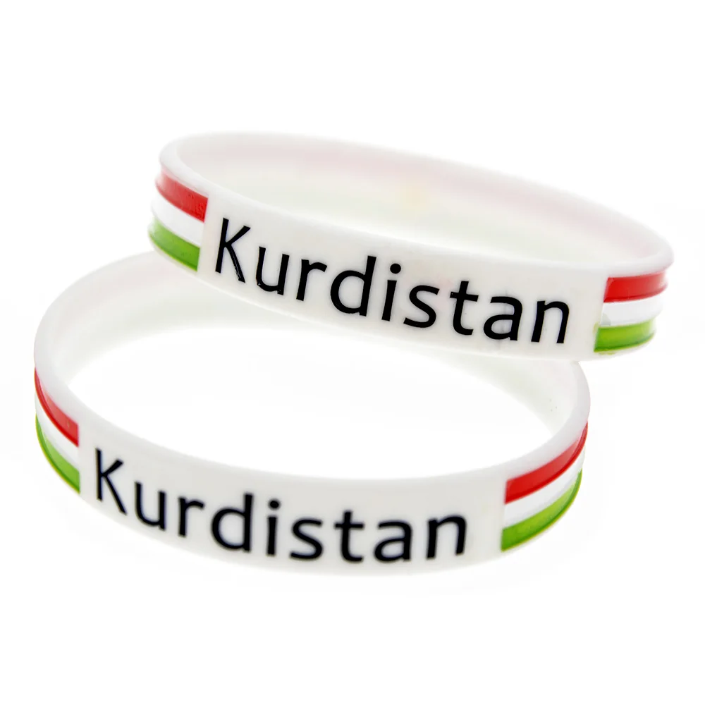 1 шт белый гравированный Kurdistan Силиконовый браслет с флагом