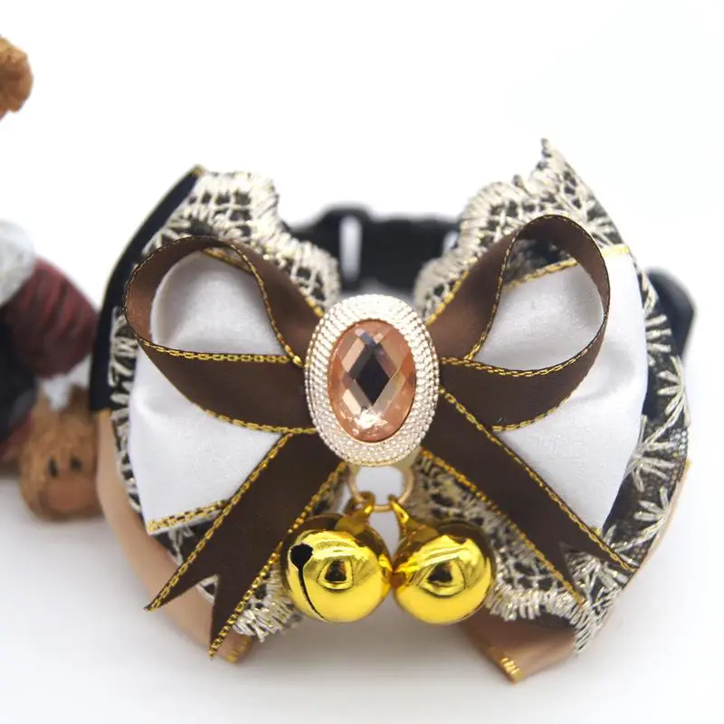 Cute Handmade Dog Collar Pet Bow Tie Bell Necktie Chihuahua Teacup