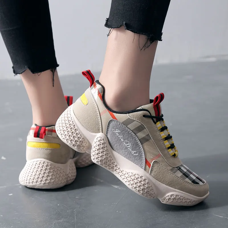 

MWY Spring Autumn Sneakers Women Shoes Plaid Casual Shoes Thick Bottom Ladies Shoes Zapatillas Con Plataforma Trainers Women