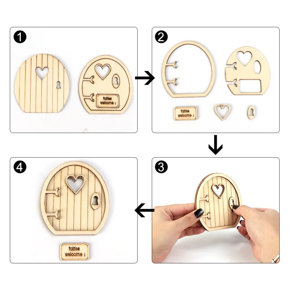 OurWarm 6 шт. DIY деревянная фея эльф дверь ремесло комплект Рождественское украшение для дверей винтажная миниатюрная сказочная садовая Гирлянда Декор подарок
