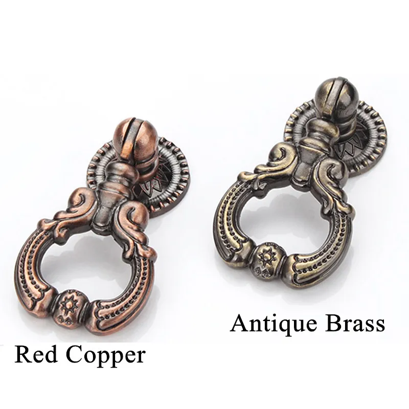Antique Brass/Red Copper Single hole Drawer Handles Unique Design Cabinet Furniture Vintage Cabinet Knobs and Handles Door pulls