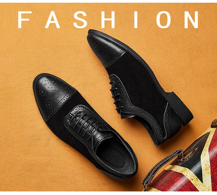 Модельные мужские туфли с принтом; официальная обувь из спилка; Роскошная обувь с перфорацией типа «броги»; обувь для работы и офиса; мужские деловые кожаные туфли с острым носком