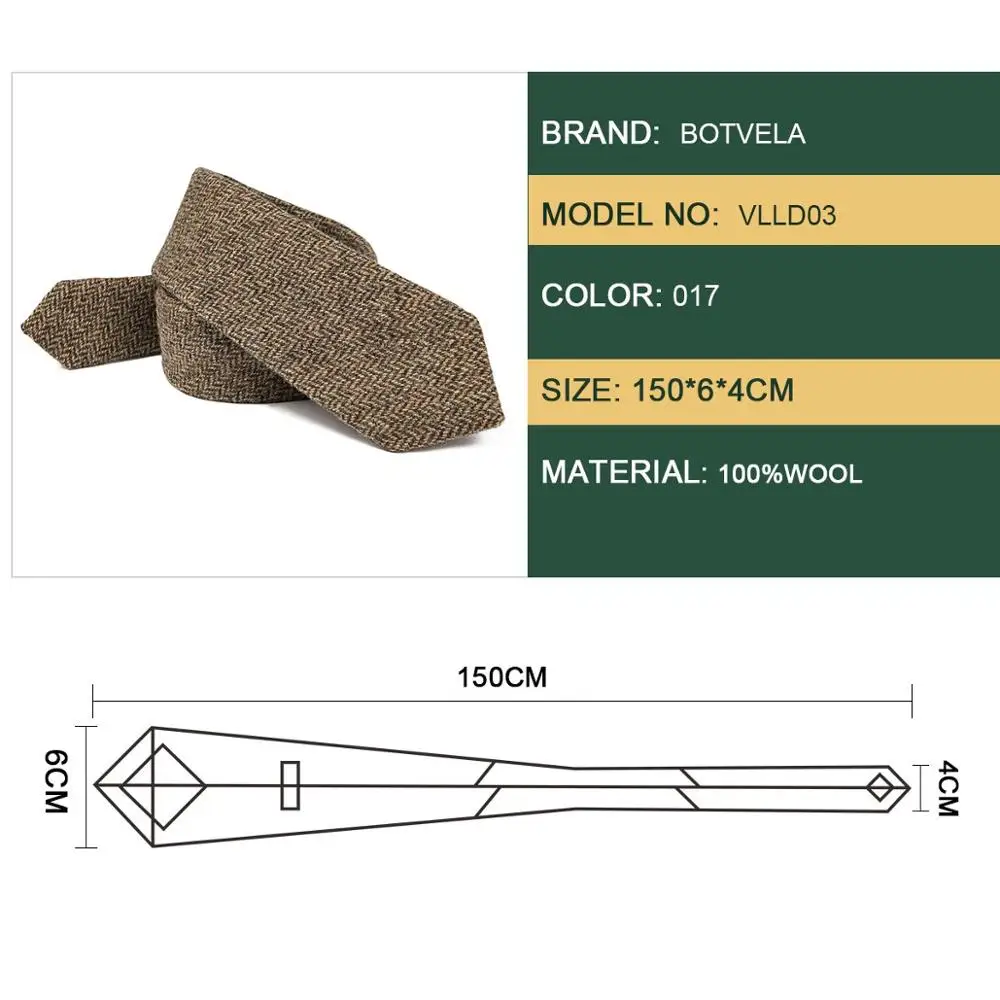 BOTVELA шерсть твид елочка Для мужчин хаки тонкий шеи галстуки для Для мужчин свадебные Повседневное 017