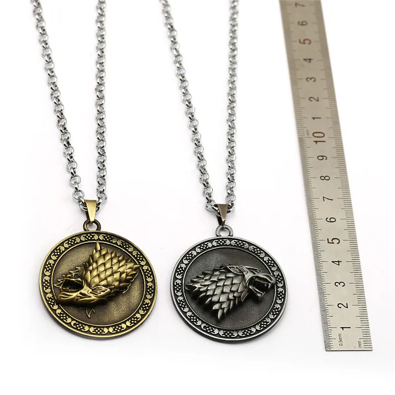 

Game of Throne House Stark Necklace Metal Turn Wolf Link chain Necklaces Pendant Targaryen Song of Ice and Fire For Men Jewelry