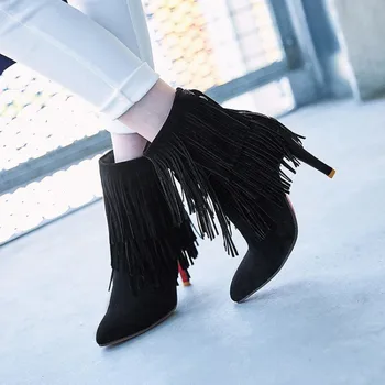 

Hot Big size 34-43 Women Short tube boots Sexy high-heel pointed toes Spring Autumn Winter shoes High-quality DL6-24