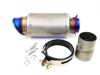 

Length 270mm Inlet 51mm and 61mm Blue Burnt Stainless Steel Motorcycle Exhaust Muffler Pipe Motorbike Exhaust Pipe Mufflers