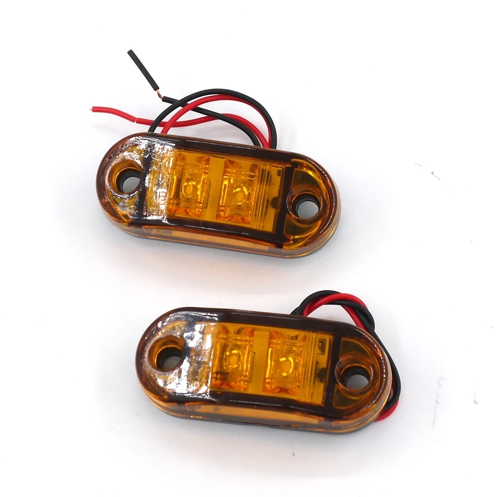 Eonstime 2 шт. 2LED Боковой габаритный фонарь светильник габаритный фонарь 12V 24V e-помечено автомобильный прицеп рабочими электрическими схемами E11 Водонепроницаемый IP68 цвета-красный, желтый, белый