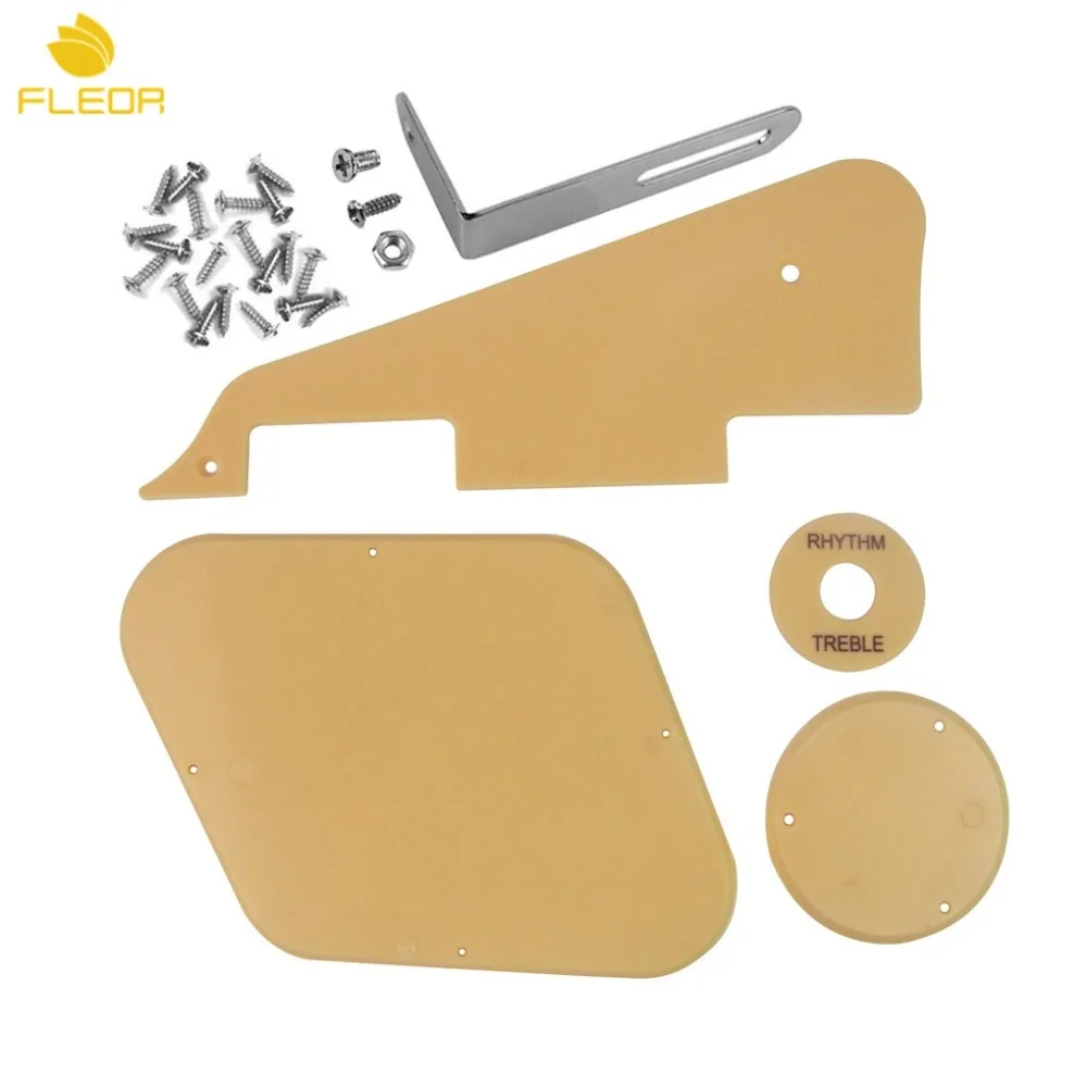 

FLEOR 1 Set of Guitar Pickguard /Cavity /Switch Covers/Pickup Selector Plate /Bracket/Screws for LP Style Guitar Parts,Yellow