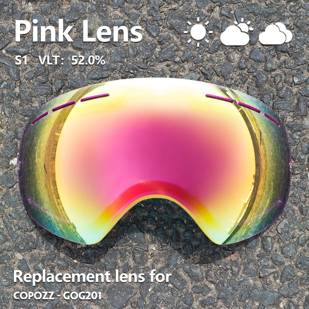 Sunny Cloudy Lens for ski goggles GOG-201 anti-fog UV400 large spherical ski glasses snow goggles eyewear lenses(Only Lens) 3