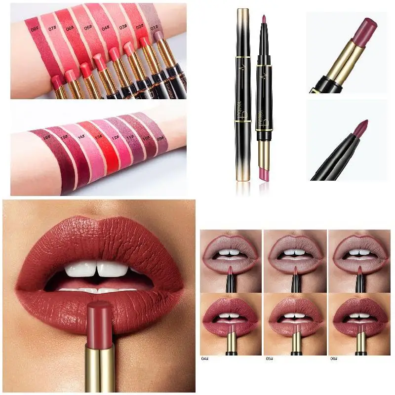

Professional Double Ended Lip Liner Matte Lipstick Pencil Waterproof Long Lasting Lips Makeup Tool 998 For Beauty