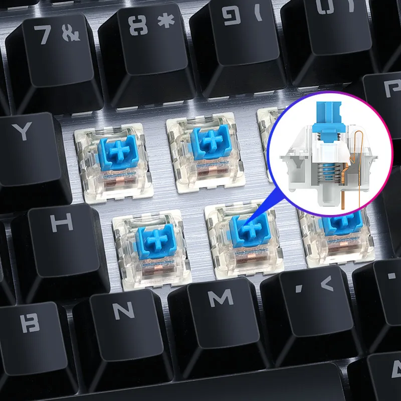 Игровая механическая клавиатура USB Проводная металлическая панель с защитой от
