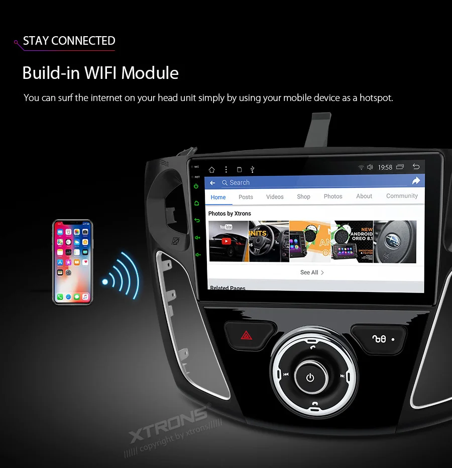 Top XTRONS 9" Android 8.1 Octa Core 2GB RAM 32GB ROM Car Multimedia Player GPS navigation for Ford focus 2012-2017 TPMS DAB No DVD 10