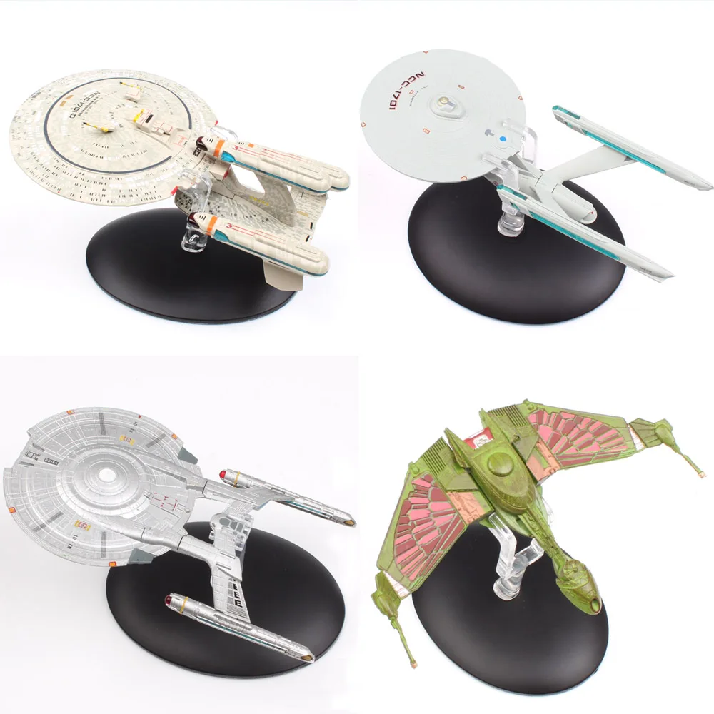 

13cm Star Trek U.S.S. Enterprise NCC-1701-D starship spacecraft aircraft Klingon Bird of Prey Romulans Warbird diecast model Toy