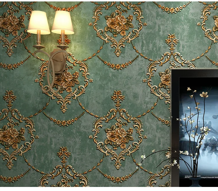 Элитные роскошные европейские обои 3D спальня гостиная пасторальный рельеф большой цветок обои ТВ фон украшение дома